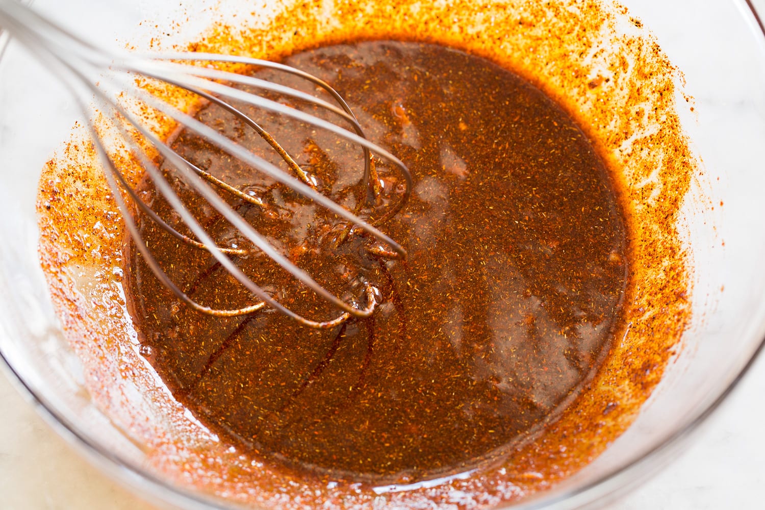 Chicken marinade after mixing.