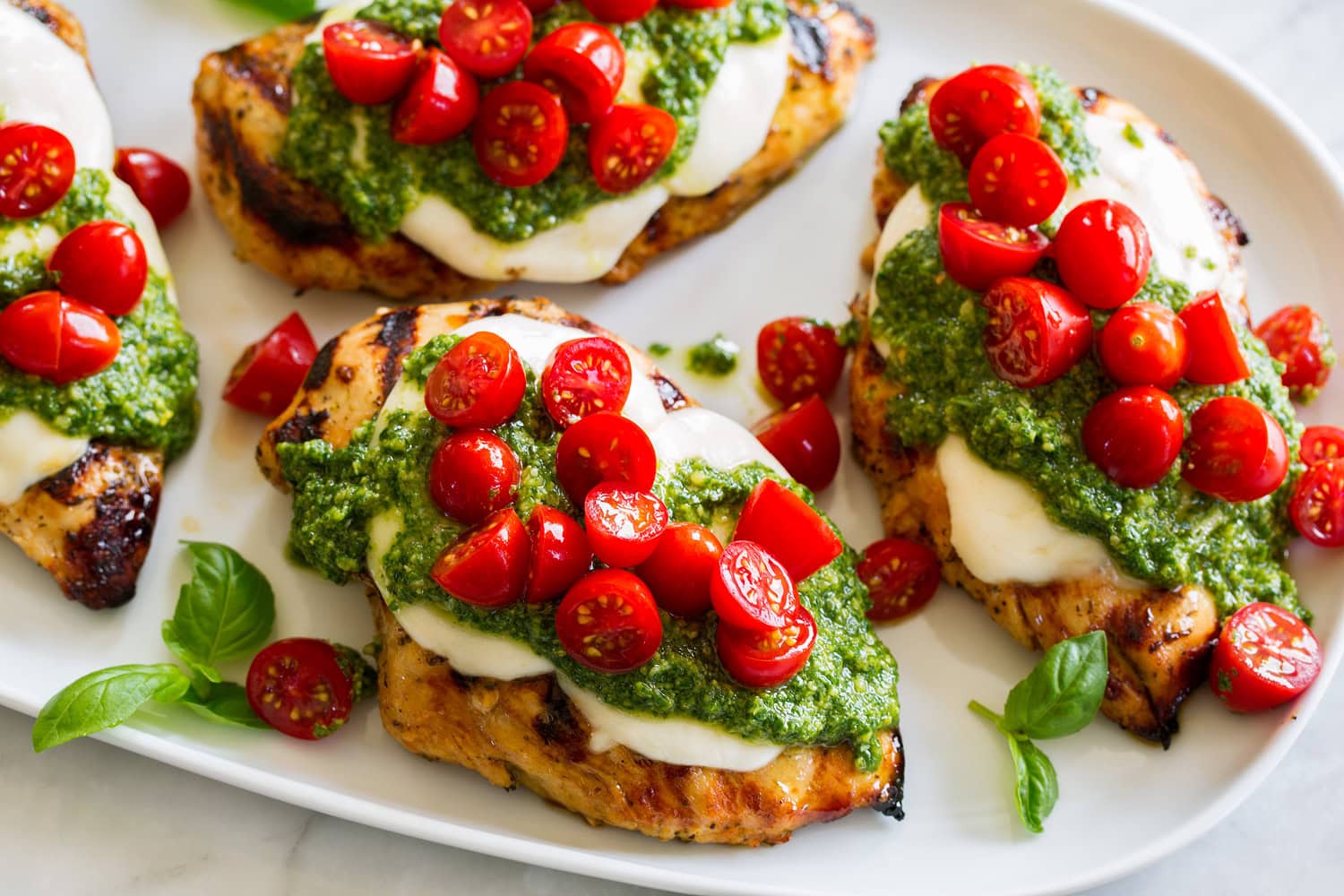 Completed margherita chicken.